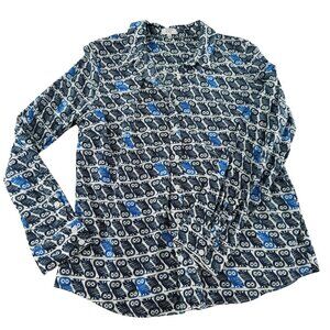 Crown & Ivy Womens Owl Print Button-Up Shirt Size L